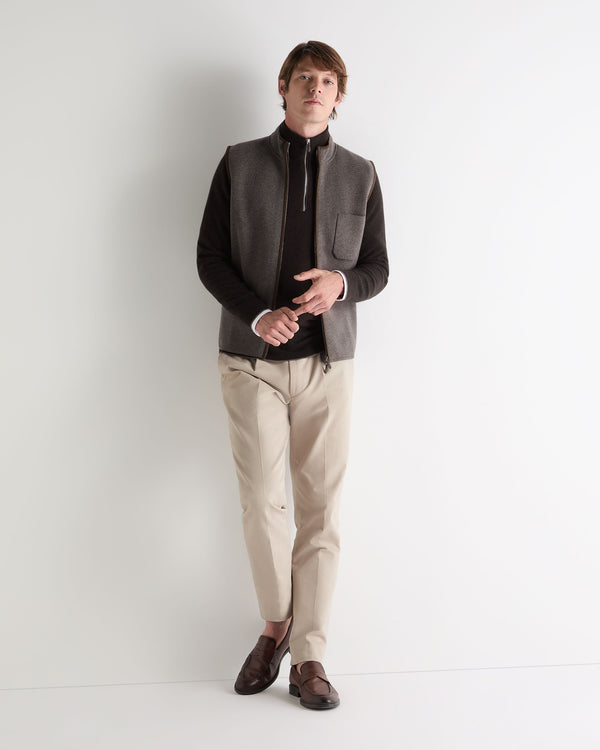 N.Peal Men's Carnaby Half Zip Cashmere Jumper Chocolate Brown