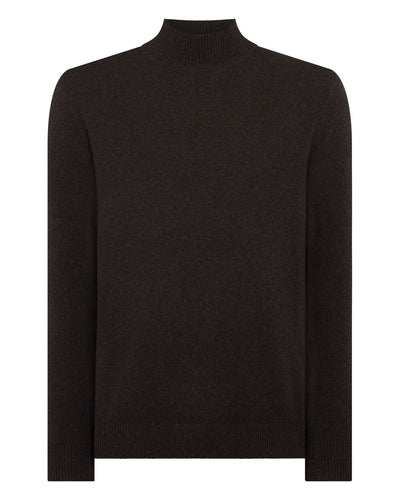 N.Peal Men's Mayfair Turtle Neck Cashmere Jumper Chocolate Brown