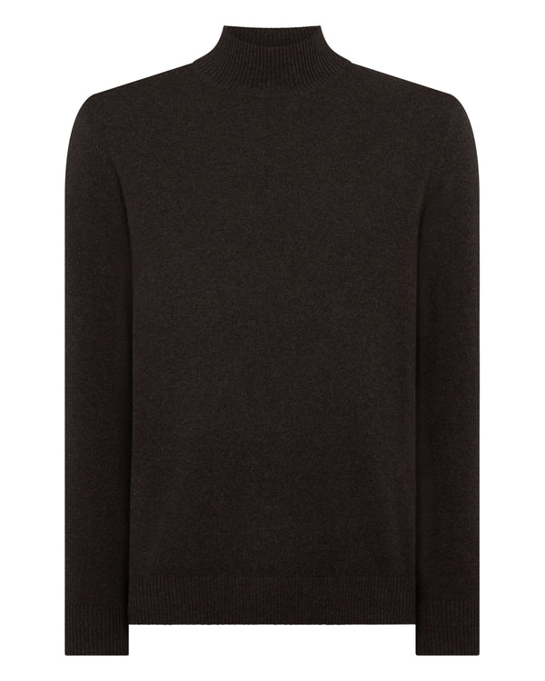 N.Peal Men's Mayfair Turtle Neck Cashmere Jumper Chocolate Brown
