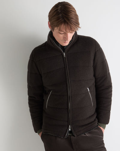 N.Peal Men's Whistler Fur Quilted Cashmere Jacket Chocolate Brown