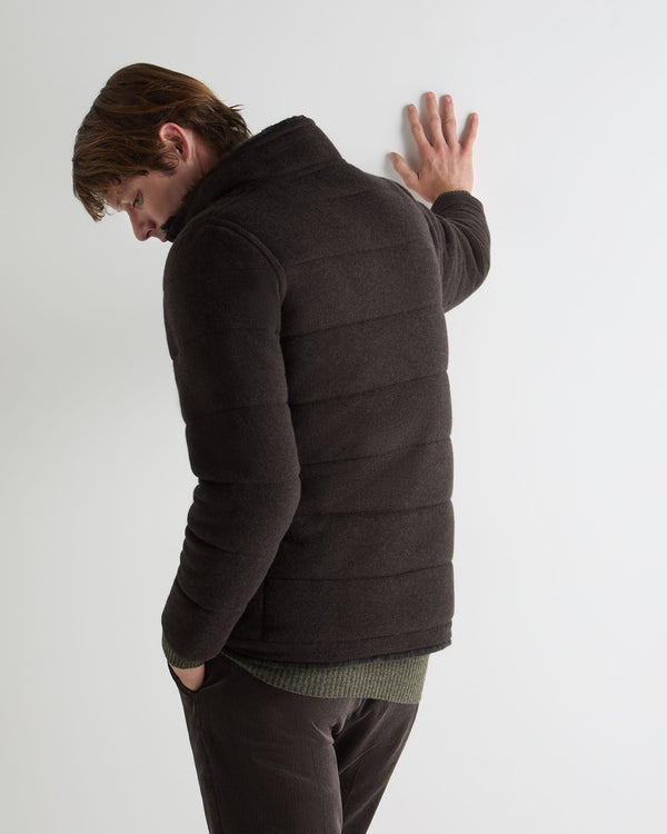 N.Peal Men's Whistler Fur Quilted Cashmere Jacket Chocolate Brown