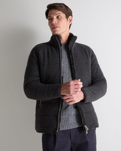 N.Peal Men's Whistler Fur Quilted Cashmere Jacket Deep Charcoal Grey