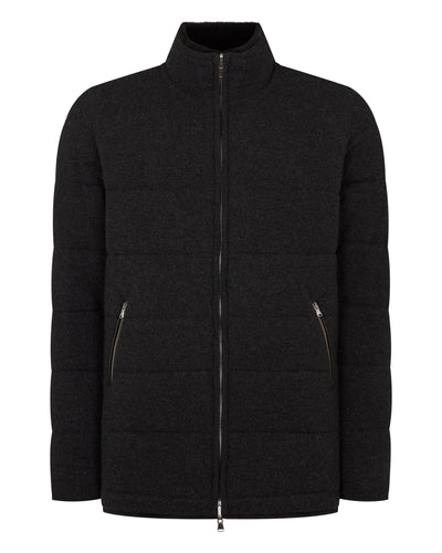 N.Peal Men's Whistler Fur Quilted Cashmere Jacket Deep Charcoal Grey