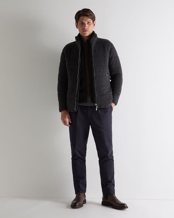 N.Peal Men's Whistler Fur Quilted Cashmere Jacket Deep Charcoal Grey