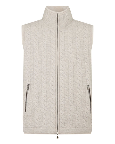 N.Peal Men's Dolomiti Cable Fur Gilet Ash Grey Marl