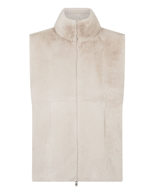 N.Peal Men's Dolomiti Cable Fur Gilet Ash Grey Marl