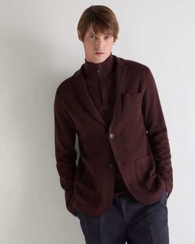 N.Peal Men's Marlborough Fine Gauge Cashmere Jacket Claret Red