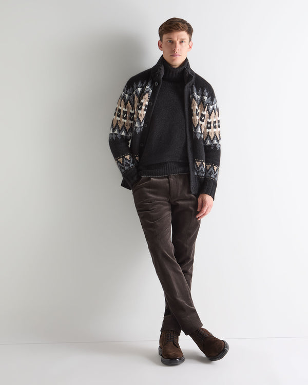 N.Peal Men's Brompton Roll Neck Cashmere Jumper Charcoal Grey Melange