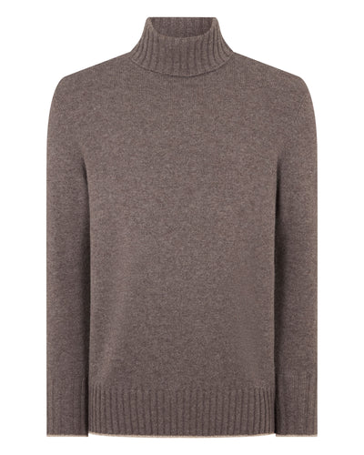 N.Peal Men's Brompton Roll Neck Cashmere Jumper Otter Brown