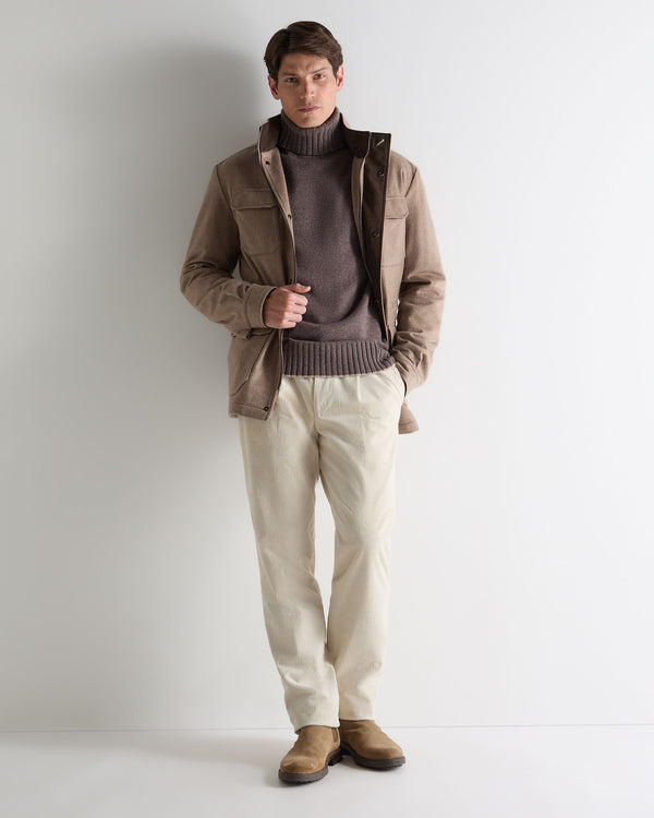 N.Peal Men's Brompton Roll Neck Cashmere Jumper Otter Brown