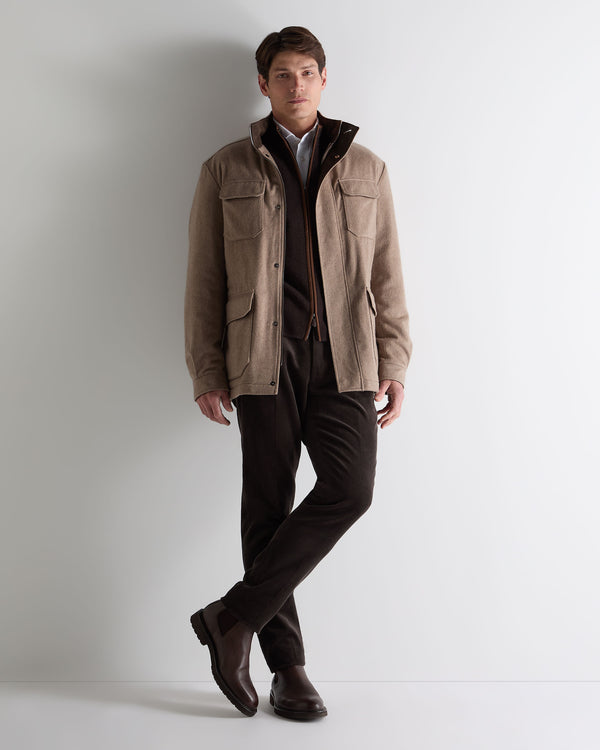 N.Peal Men's Vale Cashmere Field Jacket Taupe Brown