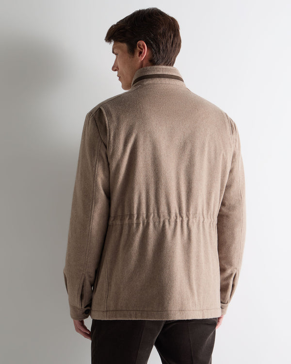 N.Peal Men's Vale Cashmere Field Jacket Taupe Brown
