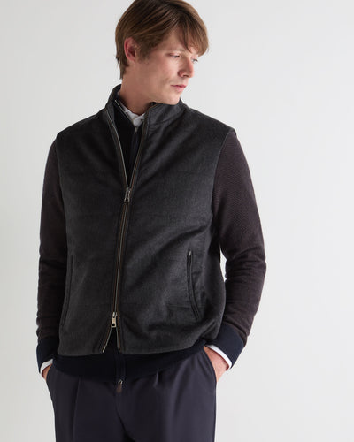N.Peal Men's Belgravia Cashmere Gilet Dark Charcoal Grey