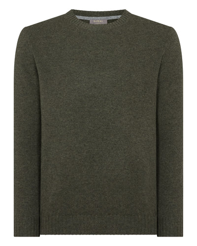N.Peal Men's Shoreditch Round Neck Cashmere Jumper Moss Green