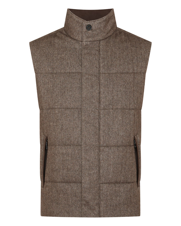 N.Peal Men's Vancouver Herringbone Gilet Brown