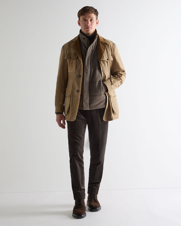 N.Peal Men's Vancouver Herringbone Gilet Brown