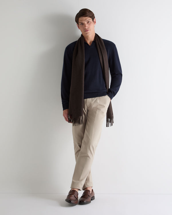 N.Peal Men's Sloane Cashmere Polo Navy Blue