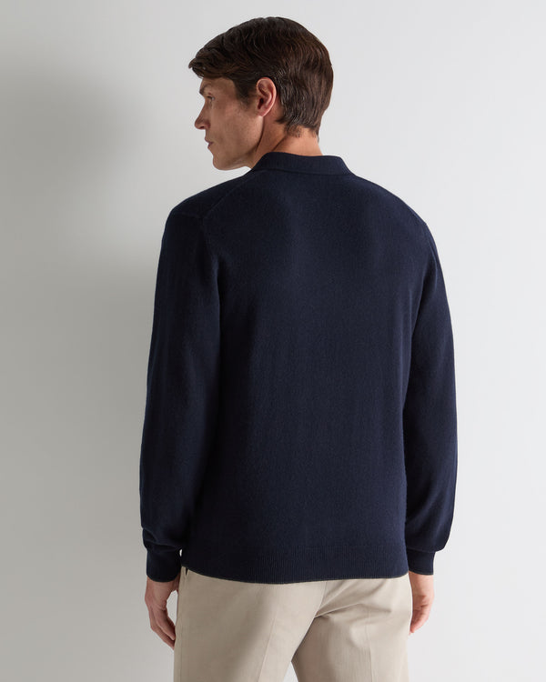 N.Peal Men's Sloane Cashmere Polo Navy Blue