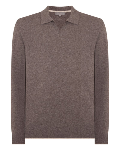 N.Peal Men's Sloane Cashmere Polo Otter Brown