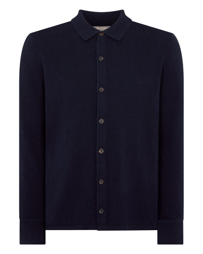 N.Peal Men's Putney Cashmere Polo Shirt Navy Blue