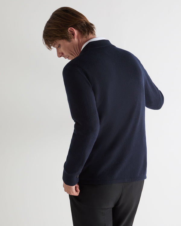 N.Peal Men's Putney Cashmere Polo Shirt Navy Blue