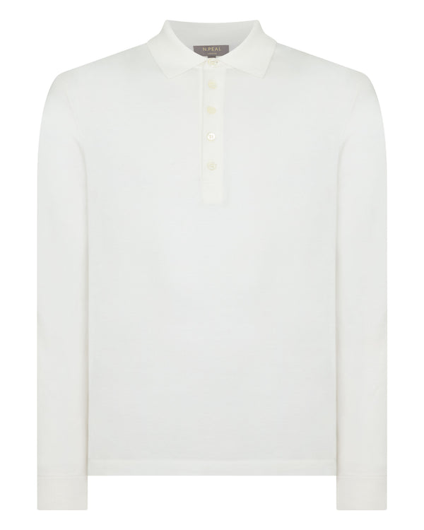 N.Peal Men's Cotton Polo Shirt White