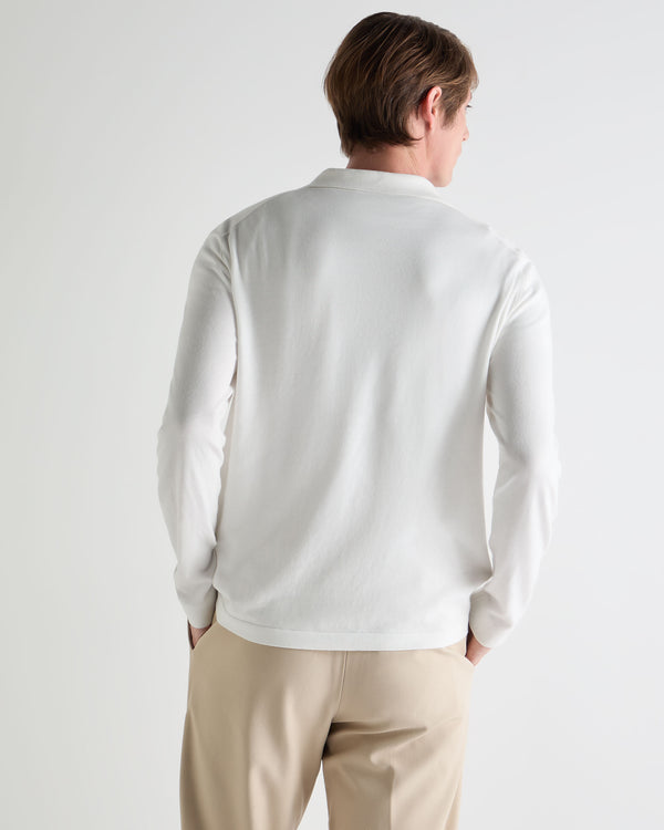 N.Peal Men's Cotton Polo Shirt White