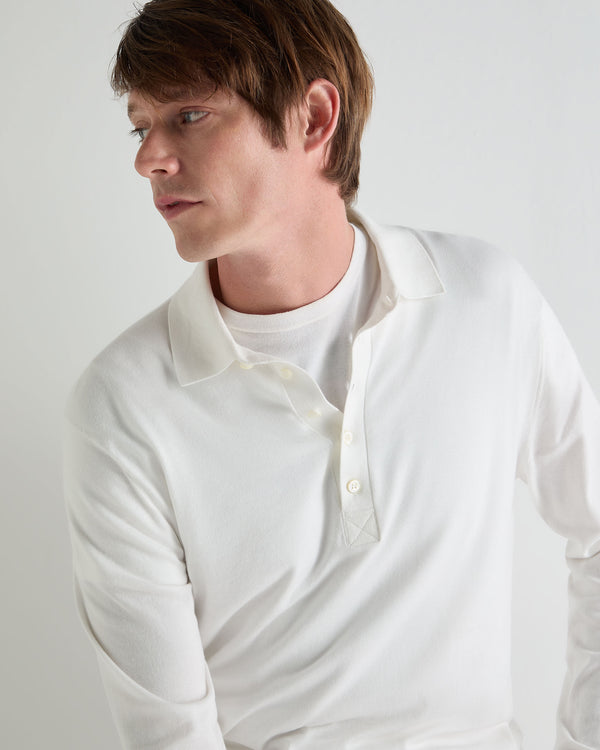 N.Peal Men's Cotton Polo Shirt White