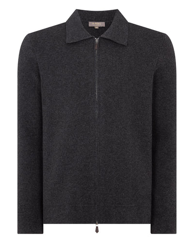 N.Peal Men's Milano Cashmere Shirt Deep Charcoal Grey