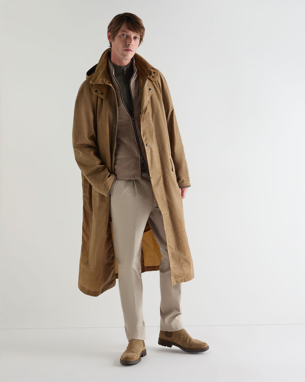 N.Peal Men's Wax Riding Coat Taupe Brown
