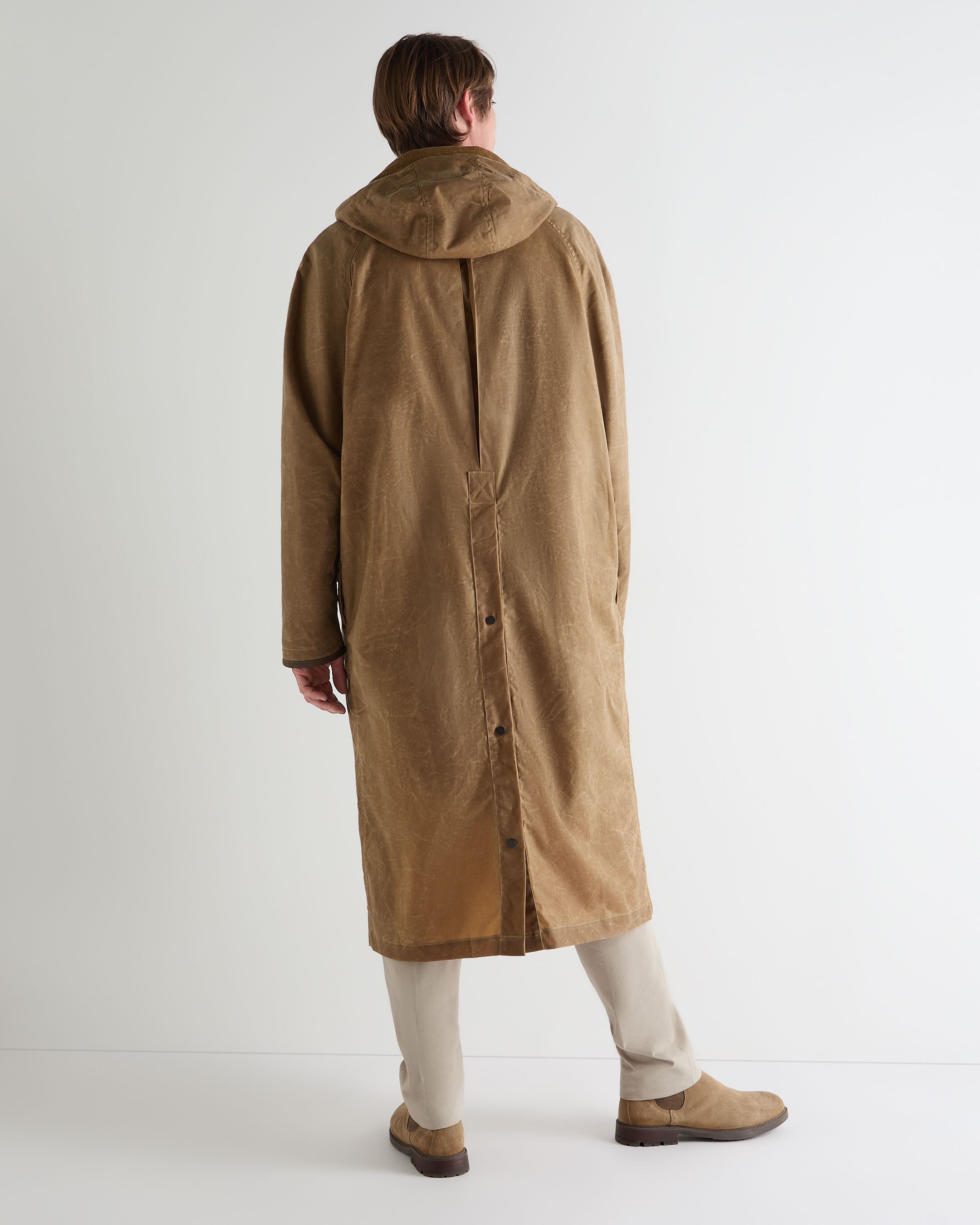 Men's Wax Riding Coat Taupe Brown | N.Peal