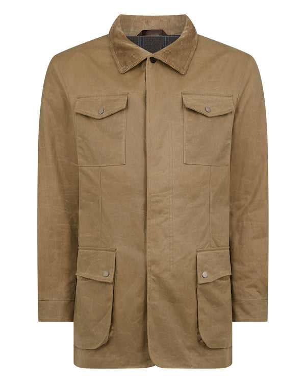 N.Peal Men's Wax Jacket Taupe Brown