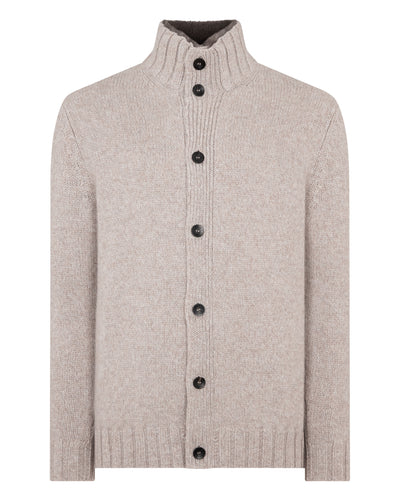 N.Peal Men's Button Through Cashmere Cardigan With Fur Basilica Beige Brown