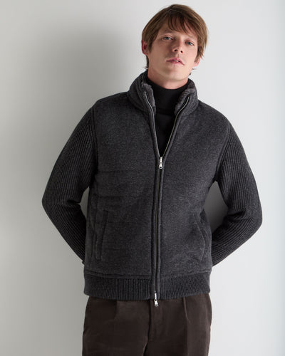 N.Peal Men's Mall Padded Cashmere Jacket Deep Charcoal Grey
