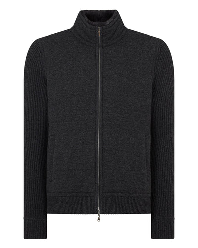 N.Peal Men's Mall Padded Cashmere Jacket Deep Charcoal Grey