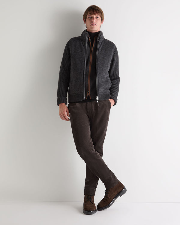 N.Peal Men's Mall Padded Cashmere Jacket Deep Charcoal Grey