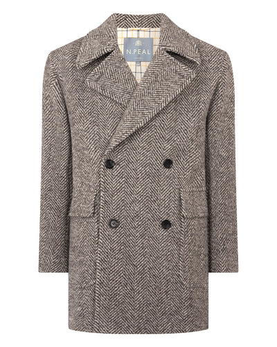 N.Peal Men's Herringbone Coat Brown