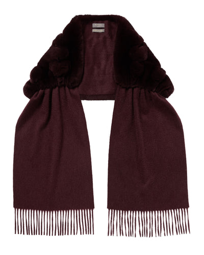 N.Peal Women's St Moritz Fur Neck Scarf Claret Red