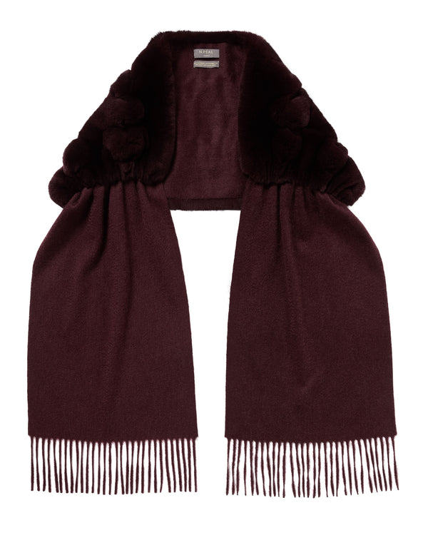 N.Peal Women's St Moritz Fur Neck Scarf Claret Red