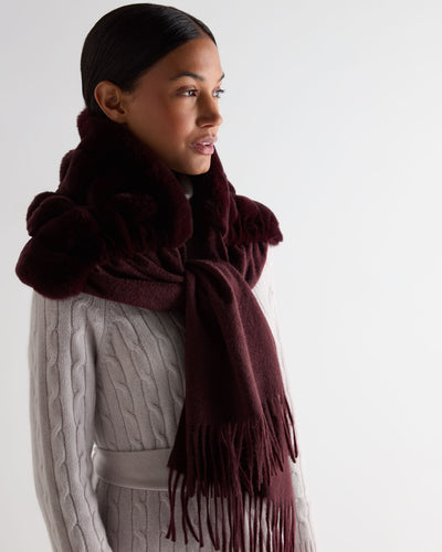 N.Peal Women's St Moritz Fur Neck Scarf Claret Red
