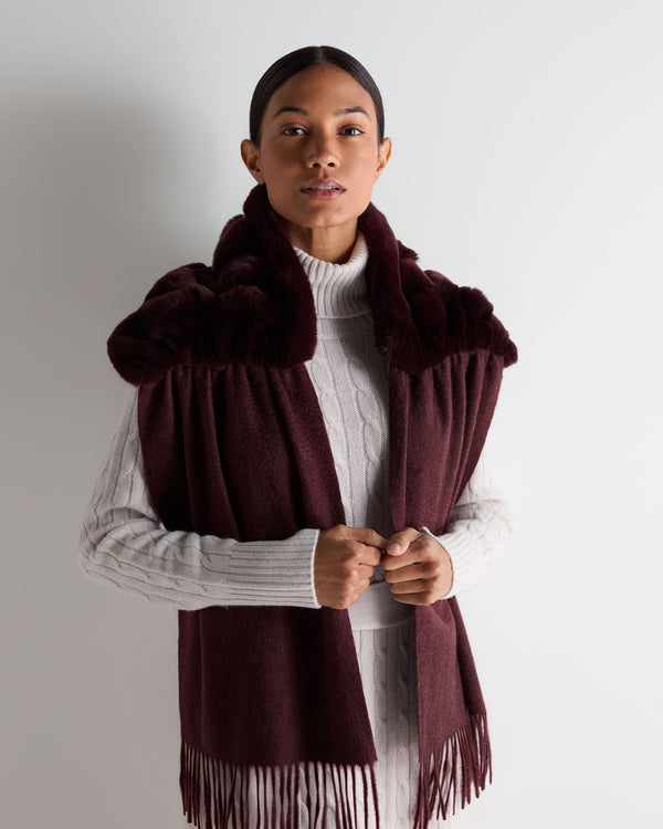 N.Peal Women's St Moritz Fur Neck Scarf Claret Red