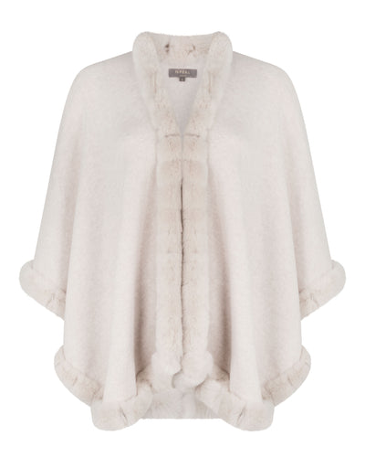N.Peal Women's Ayla Fur Trim Cashmere Cape Frost White