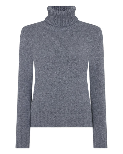 N.Peal Women's Hazel Chunky Roll Neck Cashmere Jumper Grey Melange