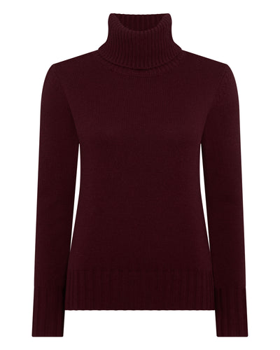 N.Peal Women's Hazel Chunky Roll Neck Cashmere Jumper Bordeaux Red
