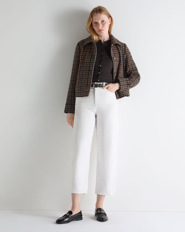 N.Peal Women's Darcie Superfine Cashmere Cropped Cardigan Chocolate Brown