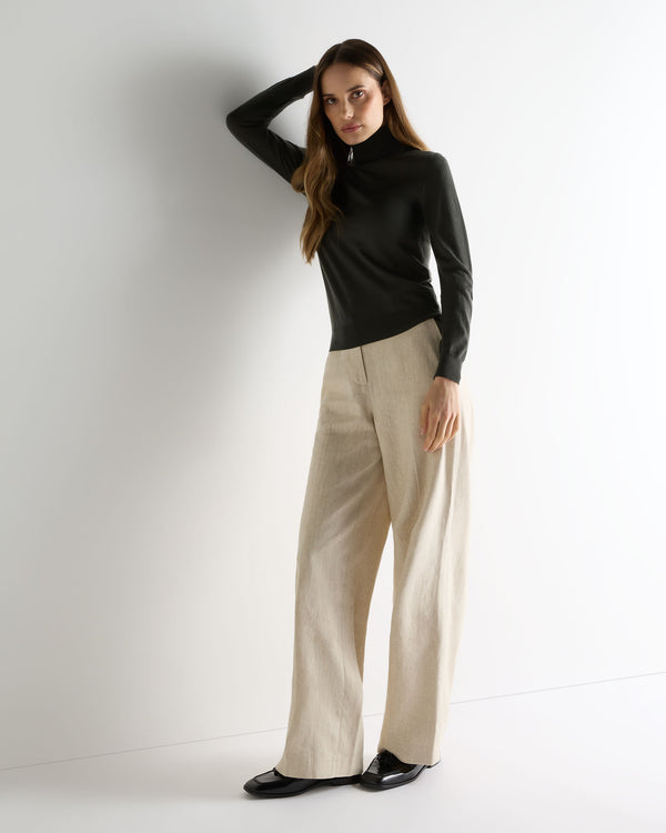 N.Peal Women's Margot Superfine Cashmere Roll Neck Jumper Arabica Khaki Green