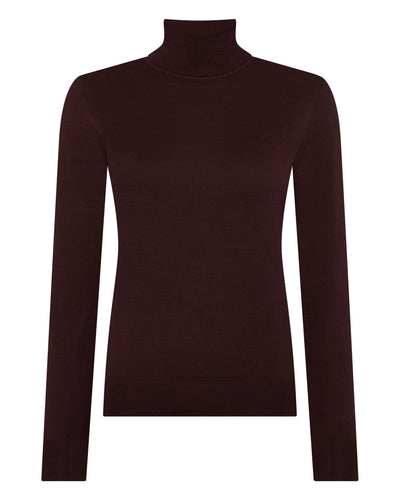 N.Peal Women's Margot Superfine Cashmere Roll Neck Jumper Claret Red