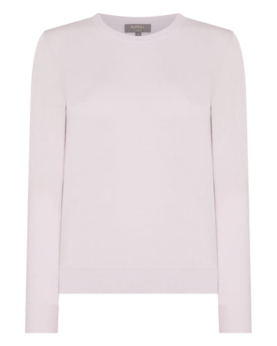 N.Peal Women's Evie Classic Round Neck Cashmere Jumper Chalk Pink