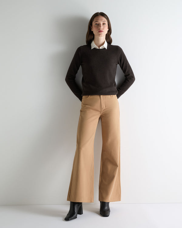 N.Peal Women's Evie Classic Round Neck Cashmere Jumper Chocolate Brown