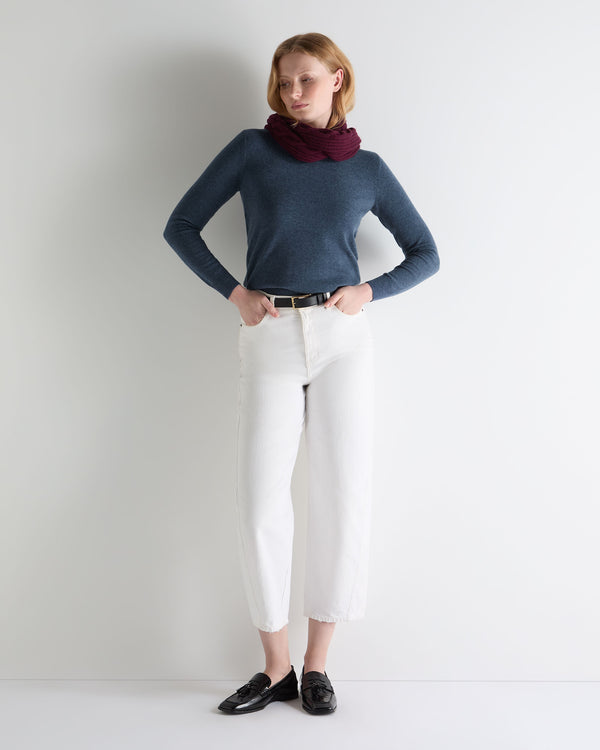 N.Peal Women's Evie Classic Round Neck Cashmere Jumper Light Denim Blue